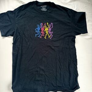Hand Embroidered Dancing Skeletons Tshirt size M